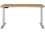 Schreibtisch GERMANIA "Jet", beige (grandson, eiche, nachbildung, silber, silber, grandson, eiche, nachbildung), B:140cm H:72cm T:80cm, Tische, Schreibtisch, moderne Farbvariationen, Breite 120/140/160/180 cm, Made in Germany