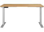 Schreibtisch GERMANIA "Jet", beige (navarra, eiche, nachbildung, silber, silber, navarra, eiche, nachbildung), B:140cm H:72cm T:80cm, Tische, Schreibtisch, moderne Farbvariationen, Breite 120/140/160/180 cm, Made in Germany