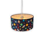 NIERMANN Pendelleuchte "Stoff-Pendelleuchte Weltall, Kinderlampe", bunt (multi color), 1, Ø 35cm H: 17cm, 1 Stk., Leuchten, Lampenschirm aus Stoff, Kinderzimmer, Pendelleuchte