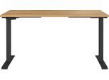 Schreibtisch GERMANIA "Jet", braun (navarra, eiche, nachbildung, schwarz, schwarz, navarra, eiche, nachbildung), B:140cm H:72cm T:80cm, Tische, Schreibtisch, moderne Farbvariationen, Breite 120/140/160/180 cm, Made in Germany