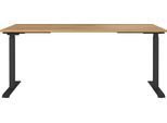 Schreibtisch GERMANIA "Jet", braun (navarra, eiche, nachbildung, schwarz, schwarz, navarra, eiche, nachbildung), B:180cm H:72cm T:80cm, Tische, Schreibtisch, moderne Farbvariationen, Breite 120/140/160/180 cm, Made in Germany