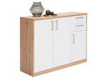 Xora Kommode, Weiß, Eiche Wotan, Holzwerkstoff, 3 Fächer, 2 Schublade(n) Schubladen, 106x84x36 cm, Beimöbel erhältlich, Wohnzimmer, Kommoden & Sideboards, Kommoden