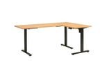 Mid.you Eckschreibtisch, Schwarz, Eiche, Metall, Holzwerkstoff, rechteckig, eckig, 120x74.5-119x180 cm, höhenverstellbar, Arbeitszimmer, Schreibtische, Höhenverstellbare Schreibtische