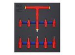 BGS Werkstattwageneinlage 2/3: VDE-Bit-Einsatz-Satz, Antrieb Innenvierkant 10 mm (3/8") / 12,5 mm (1/2"), Innensechskant 4 - 10 mm, 10-tlg. ; BGS tech (70216)