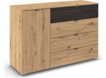 Kombikommode RAUCH "Sideboard Kombikommode Schubladenkommode APOLLON", braun (eiche artisan, schwarz oak), B:120cm H:81cm T:42cm, Holzwerkstoff, Sideboards, Kombikommode, 1 Tür, 4 breite Schubladen, Einlegeböden verstellbar MADE IN GERMANY