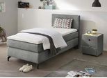 Boxspringbett JOCKENHÖFER GRUPPE "Alinas" inkl. Topper", grau (dunkelgrau 369, 19), B:94cm L:211cm, Bezug Bett: Feinstruktur (100% Polyester);Topper und Matratzenspiegel: 100% Polyester, Komplettbetten, Boxspringbett, erhältlich in unterschiedlichen Breiten und Farbvarianten
