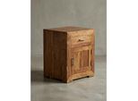KADIMA DESIGN Massivholz Nachtschrank, Landhausstil, 60 cm Höhe, Schublade & Tür, Sheesham-Holz