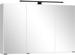 Badezimmerspiegelschrank WELLTIME "CADIZ, gedämpfte Scharniere", weiß, B:100cm H:64cm T:20cm, Holzwerkstoff, Schränke, Rundumsicht, dank besonderer Klapptechnik