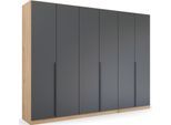 Drehtürenschrank RAUCH "Kleiderschrank Schrank Garderobe Ankleide DARK&WOOD BY QUADRA SPIN", braun (eiche artisan, grau metallic), B:271cm H:210cm T:54cm, Holzwerkstoff, Schränke, Drehtürenschrank, im Industrial Style mit Metallgriffstangen
