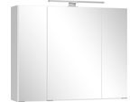Badezimmerspiegelschrank WELLTIME "CABO, gedämpfte Scharniere", weiß, B:80cm H:64cm T:20cm, Holzwerkstoff, Schränke, Rundumsicht, dank besonderer Klapptechnik