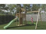 Spielturm FUNGOO "Boomer3", braun (grün), Spieltürme, KinderB:431cm H:270cm T:302cm, Holz, Metall, Polyethylen, mit Schaukel & Rutsche, B:431cm H:270cm T:302cm