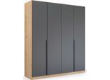 Drehtürenschrank RAUCH "Kleiderschrank Schrank Garderobe Ankleide DARK&WOOD BY QUADRA SPIN", braun (eiche artisan, grau metallic), B:181cm H:210cm T:54cm, Holzwerkstoff, Schränke, Drehtürenschrank, im Industrial Style mit Metallgriffstangen