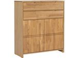 Highboard OTTO HOME "Maximus: 3 geräumige Fächer, 2 Softclose Schubladen,Hochwertig,Zeitlos", braun, B:96cm H:90cm T:38cm, Sideboards, Highboard, B/T/H: 96/38/107cm, Massivzholz Fronten&Oberdeckel, Korpus aus Melamin