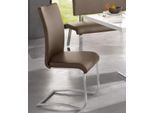 Freischwinger MCA FURNITURE "Arco", braun (cappuccino, edelstahl gebürstet, cappuccino), B:43cm H:103cm T:52cm, Stühle, Freischwinger, Stuhl mit Echtlederbezug, belastbar bis 130 Kg