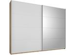 Schwebetürenschrank RAUCH "Kleiderschrank Schrank Garderobe Ankleide Schlafzimmerschrank GANDRA", weiß (struktureichefarben hell, weiß), B:181cm H:210cm T:62cm, Holzwerkstoff, Schränke, Schwebetürenschrank, voll aufgelegte Spiegelelemente, Metall-Griffleisten MADE IN GERMANY