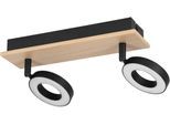 EGLO Deckenleuchte "Rielves Deckenlampe, Holz und Metall, Spotbalken schwenkbar, Lampe", schwarz, 2, H: 17,5cm, 1 Stk., Leuchten, Spot - L28 x B7 x H17,5 cm - braun, schwarz - 2X4,2W inkl., Deckenleuchte