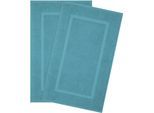 Badematte HAMMETEX "Hotelmatte, Duschvorleger", blau (türkis), H:5mm, Baumwolle, Badematten, Badematte, 2-teiliges Set, einfarbig, 100% Baumwolle