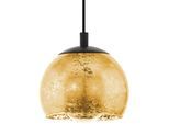 EGLO Hängeleuchte "ALBARACCIN Pendellampe, IP20, E27, Stahl, Glas, Esstischlampe, Lampe", gold (schwarz, goldfarben), 1, Ø 19cm H: 110cm, 1 Stk., Leuchten, Hängelampe für Esszimmer, Küche oder Wohnzimmer, Hängeleuchte