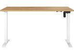 Schreibtisch GERMANIA "Boras", weiß (navarra, eiche, nachbildung, weiß, weiß, navarra, eiche, nachbildung), B:140cm H:120cm T:80cm, Tische, Schreibtisch, Breite 120/140/160 cm, Metallgestell in vers. Farben, Made in Germany
