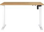 Schreibtisch GERMANIA "Boras", weiß (navarra, eiche, nachbildung, weiß, weiß, navarra, eiche, nachbildung), B:120cm H:120cm T:80cm, Tische, Schreibtisch, Breite 120/140/160 cm, Metallgestell in vers. Farben, Made in Germany