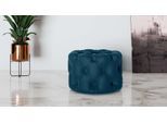 Hocker HOME AFFAIRE "FOLLINA", blau (dunkelblau), B:60cm H:39cm T:60cm, 100% Polyester, Hocker, Hocker, Polsterhocker mit klassischer Chesterfield-Knopfheftung