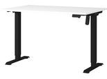 Schreibtisch GERMANIA "Boras", schwarz-weiß (weiß, schwarz, schwarz, weiß), B:120cm H:120cm T:80cm, Tische, Schreibtisch, Breite 120/140/160 cm, Metallgestell in vers. Farben, Made in Germany