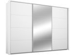 Schwebetürenschrank RAUCH "Kleiderschrank Schrank Garderobe CORTONA optional mit Beleuchtung", weiß (alpinweiß), B:278cm H:214cm T:64cm, Holzwerkstoff, Schränke, Schwebetürenschrank, inkl. Passepartout, Inneneinteilung 2 Boxen und Böden MADE IN GERMANY