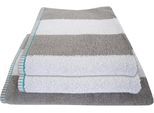 Duschtuch DYCKHOFF "Maritim, Block Stripe", grau (kiesel), B:70cm L:140cm, Frottier, Obermaterial: 100% Baumwolle, Handtücher