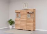 Highboard OTTO HOME "VETRO Teilmassiv, Fronten Massivholz, Wohnzimmer, Stauraum,Griffmulde", braun (weiß, neutral), B:150cm H:145,5cm T:40cm, Sideboards, Highboard, B/T/H:150/40/1445,5cm, 15geschlossene Fächer,verstellbare Einlegeboden