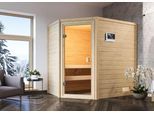 Sauna KARIBU "Juli" mit bronzierter Tür SET, naturbelassen mit Ofen 9 kW", beige (naturbelassen), Saunaofen, externe Steuerung, 400 kW, Saunen, Sauna, aus hochwertiger nordischer Fichte