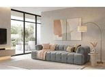 3-Sitzer HOME AFFAIRE "APERIRE Design-Sofa, moderne Steppung, Breite 225 cm", hellgrau, B:225cm H:77cm T:100cm, 100% Polyester, Sofas, 3-Sitzer, mit Wellenunterfederung, gemütlich und modern, komfortables Sitzgefühl
