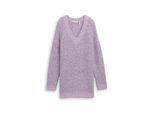 TOM TAILOR DENIM Damen Longstyle Strickpullover mit Wollanteil, lila, Meliert, Gr. M