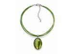 Kette mit Anhänger "Stone", Damen, Gr. onesize, Metall, grün (khaki), COLLEZIONE ALESSANDRO, Basic, Halsketten, ovaler Anhänger