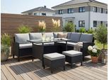 Gartenlounge-Set KONIFERA "Manhatten, Gartenmöbel Set", schwarz (schwarz, dunkelgrau), B:62cm, Stahl, Sitzmöbel-Sets, Stahl/Polyrattan, Topseller