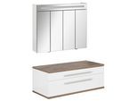Waschtisch FACKELMANN "Waschplatz-Set STANFORD", weiß (korpus weiß glanz (abdeckplatte und boden nature oak), fronten weiß hochglanz, weiß glanz (abdeckplatte, boden optik nature, oak)), B:110cm T:500cm, Waschtische, Waschtisch, 2-teilig