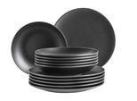 Teller-Set MÄSER "Essential", schwarz, 12, Geschirr-Sets, Teller-Set
