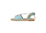 Sandale DOGO "Hazel Sandale Les Papillons Damen Sandalen", Damen, Gr. 38, Normalschaft, blau, Lederimitat, Schuhe Sandale, Handgefertigt