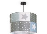 PACO HOME Pendelleuchte "Cosmo 345", schwarz, 1, Ø 38cm, Leuchten, Kinderlampe Deckenlampe LED Kinderzimmer Lampe Sternen Motiv E27, Pendelleuchte