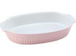 Auflaufform CREATABLE "Pastell Kitchen", rosa (rosa, weiß), B:33,5cm L:19cm T:5cm, Steinzeug, Auflaufformen, Auflaufform, klassisches Streifenrelief, umlaufender Kantenschutz, Pastellfarben