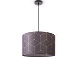 PACO HOME Pendelleuchte "Hugo Cube", schwarz, Ø 45,5cm H: 27cm, Leuchten, Stoffschirm Wohnzimmer Hängeleuchte Esszimmer Küche, Pendelleuchte