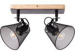 BRILLIANT Deckenstrahler "Whole", schwarz (schwarz, holzfarbend), 2, H: 20cm, 1 Stk., Leuchten, 2flg schwarz/holzfarbend, Deckenstrahler