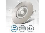 B.K.LICHT LED Einbauleuchte "BK_EL1278 6er Set Bad Einbaustrahler, IP44 geschützt, flache Spots", grau (nickelfarben), 6, Ø 9cm H: 2,5cm, 6 Stk., Leuchten, 3.000K, 480Lm, 4,9W, Kunststoff, 9 x 2,5 cm, Nickel, LED Einbauleuchte