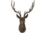 Dekogeweih GILDE "Wandobjekt Hirsch Liam bronzefarben H. 55 cm", braun (bronzefarben), B:31cm H:55cm T:20cm, Aluminium, Dekogeweihe, Dekogeweih