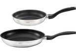 Pfannen-Set RÖSLE "BasicLine", silber (schwarz, silberfarben), Pfannen, Pfannen-Set, Ø 20/24 cm, spülmaschinengeeignet, Induktion