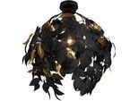 REALITY LEUCHTEN Deckenleuchte "Leavy", schwarz (schwarz matt), 1, Ø 38cm H: 58cm, 1 Stk., Leuchten, Deko Deckenlampe Blatt Design schwarz-gold, exkl 1xE27 max 28W, Ø 38cm, Deckenleuchte