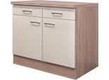 Unterschrank FLEX-WELL "Nepal", braun (kaschmir glanz, sonoma eiche), B:100cm H:86cm T:60cm, Holzwerkstoff, Schränke, Unterschrank, (B x H x T) 100 x 85/86 x 60 cm, für viel Stauraum