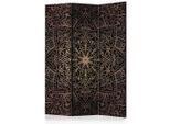 artgeist , Braun, Beige , Holz, Textil , Kiefer , massiv , Mandala , 135x172x3 cm , Motiv auf Vorder- und Rückseite , Kleinmöbel, Paravents
