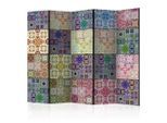 artgeist , Mehrfarbig , Holz, Textil , Kiefer , massiv , Mosaik , 225x172x3 cm , Motiv auf Vorder- und Rückseite , Kleinmöbel, Paravents