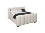 Luca Bessoni , Beige , Holz, Metall, Kunststoff, Textil, Holzwerkstoff , H2 + H3 , 200x200 cm , Bettkasten, gepolstertes Kopfteil, Beleuchtung, Stoffauswahl, Topper durchgehend, in verschiedenen Größen erhältlich, Matratze geteilt ,