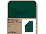 Bettbezug SCHLAFGUT "Premium Bettbezug Knitted Jersey (1 St)", grün (grün deep), B:155cm L:220cm, Jersey, Obermaterial: 95% Baumwolle, 5% Elasthan, Bettbezüge, Ton-in-Ton Reißverschluss, Bio-Baumwolle mit Elasthan, Uni, OEKO Tex